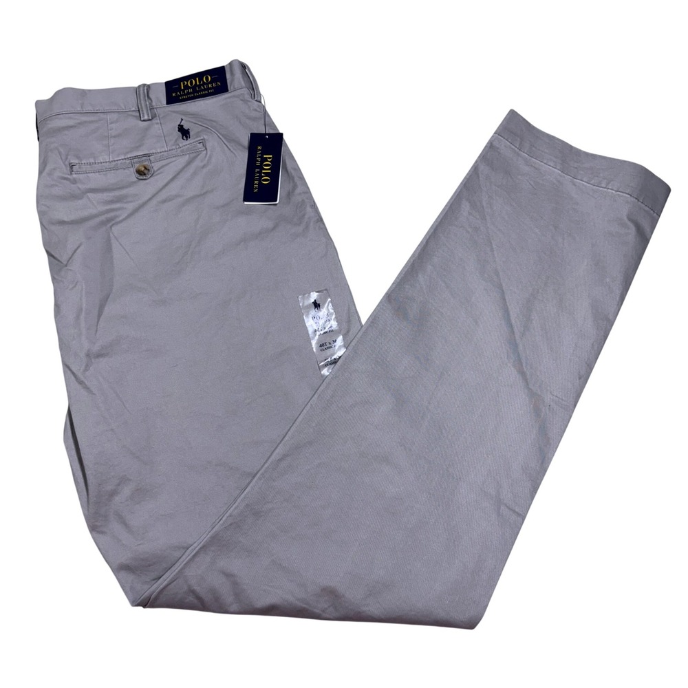Polo Ralph Lauren Chino Pants Mens 40T x 36 Grey Stretch Classic Fit Tall NEW